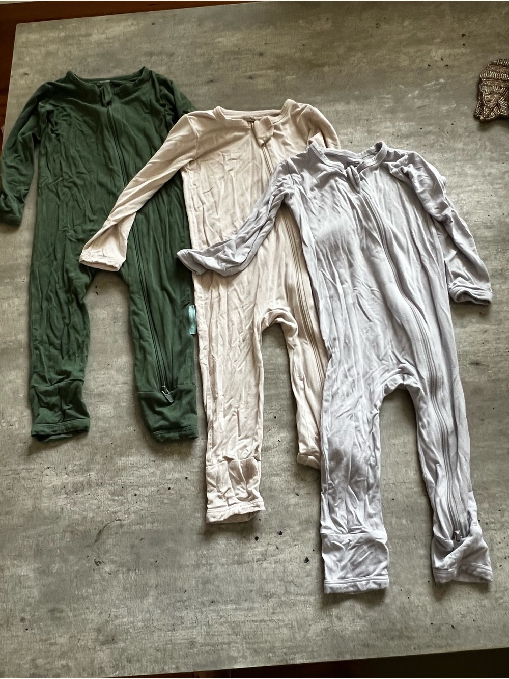 3-Pack Baby One-Piece Bodysuits — Olive, Cream & Light Gray